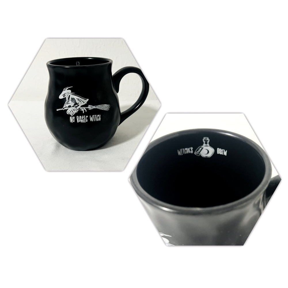 Artisan Collection Large Black Halloween “NO BASIC WITCH” Mug Microwave Safe EUC